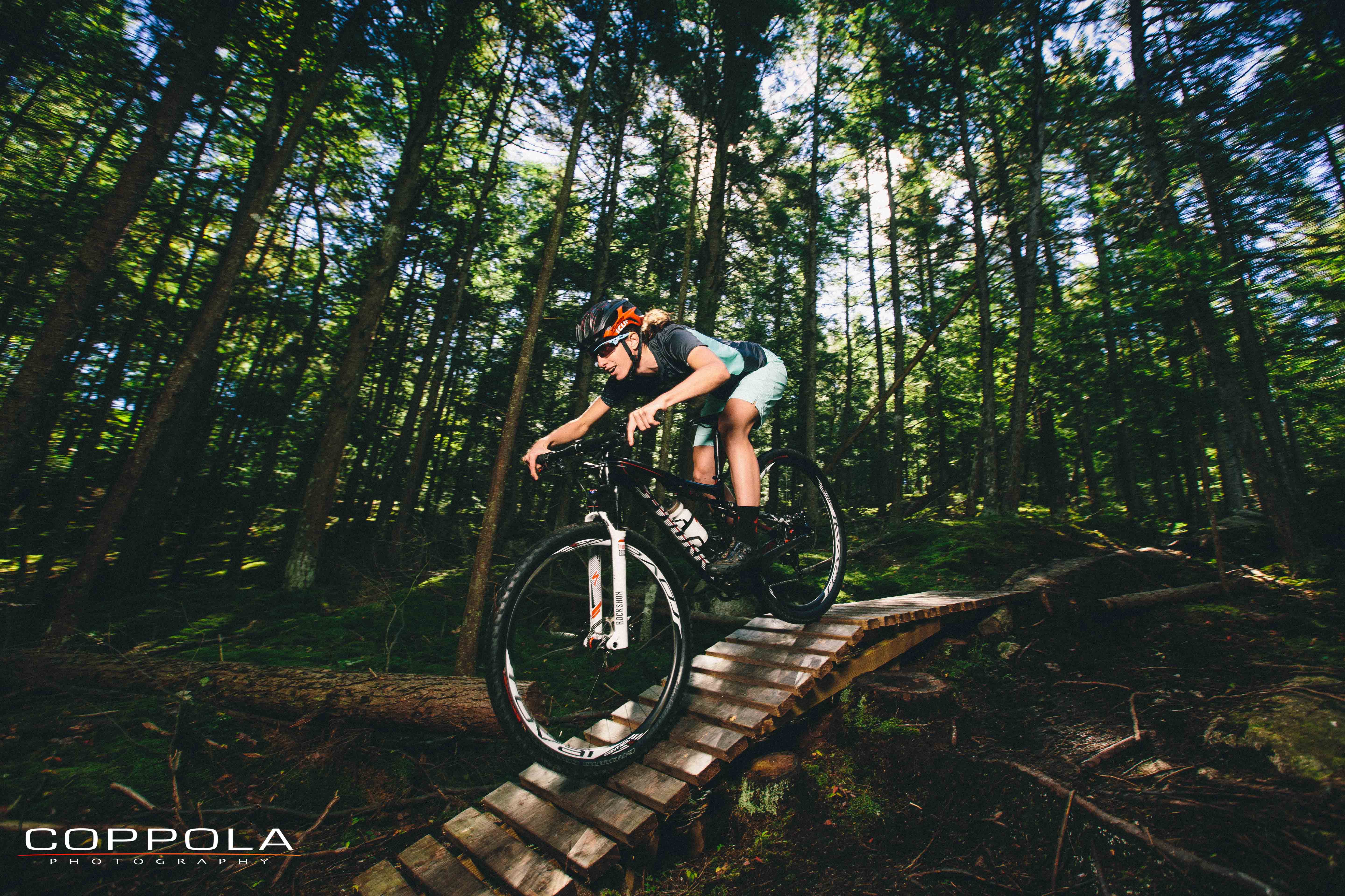 Coppola Photography: Lea Davison National Champion Mountain Biker, Team Specialized, Olympian. New England. Northeast. Woods and outdoor mountain bike images. Commercial.