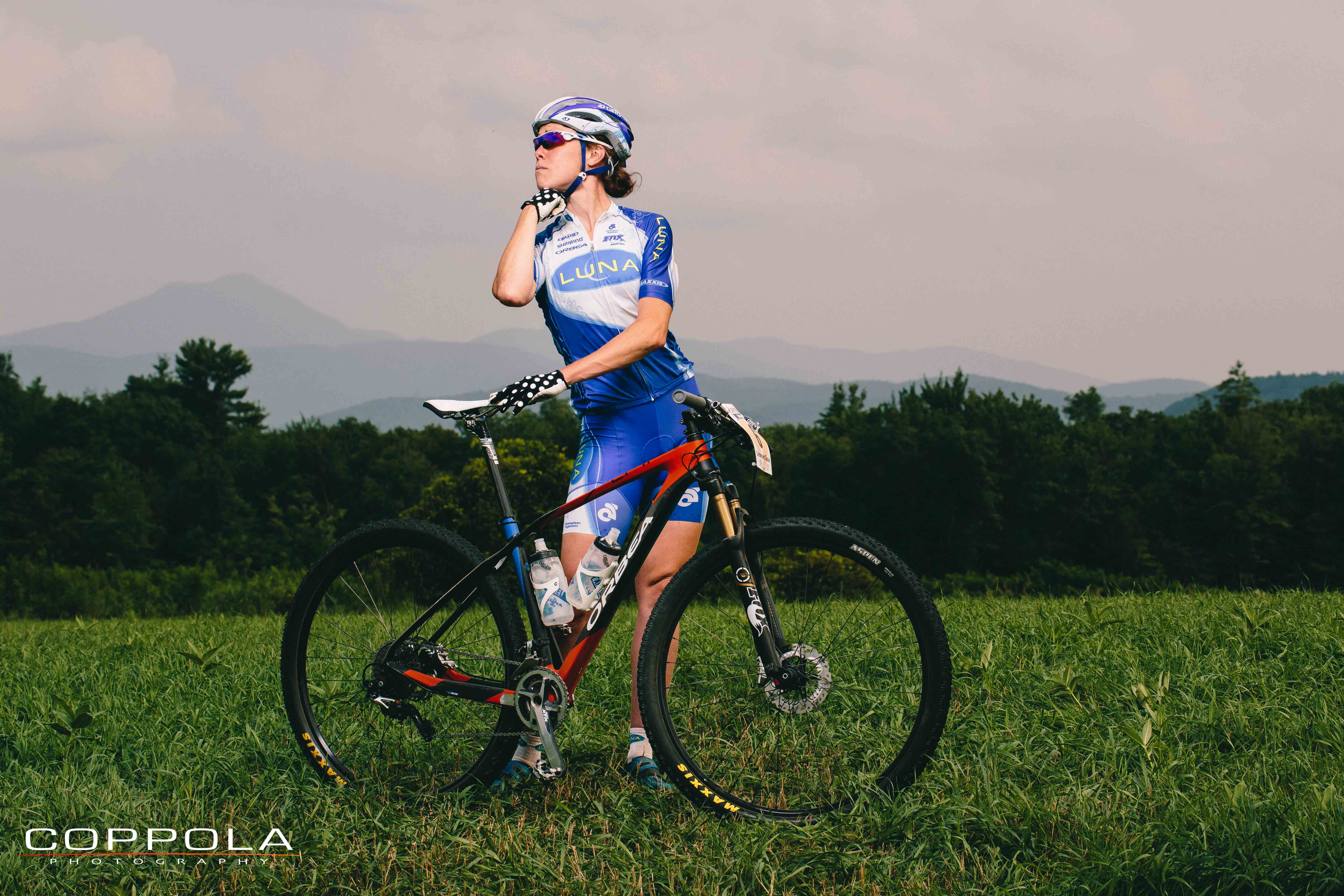 Coppola Photography: Georgia Gould 2x Olympian , Team Luna Chix. Great portrait pose for women mountain biking. athlete, athletics, race, sports, mountain bike images