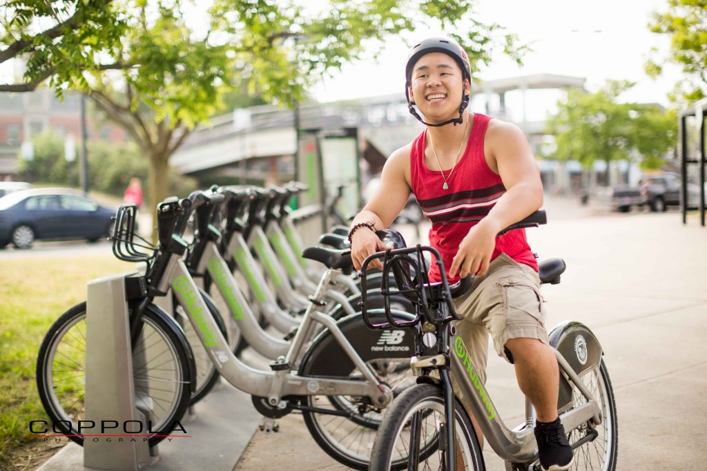 Coppola Photography Boston Bike Image Asian Man with Hubway Bike Share