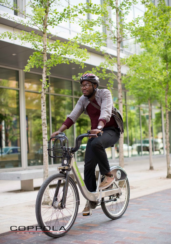 Coppola Photography Boston Bike Image Black Metro Man on Safe ity Street