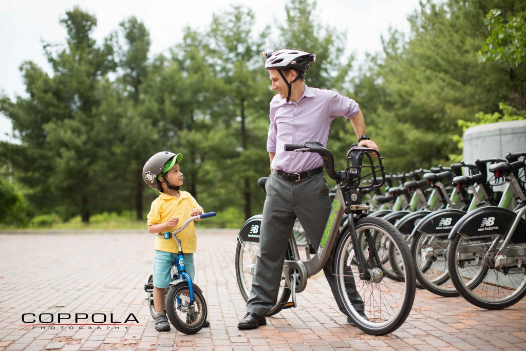 Coppola Photography Boston Bike Image Father Son Family Hubway Safe