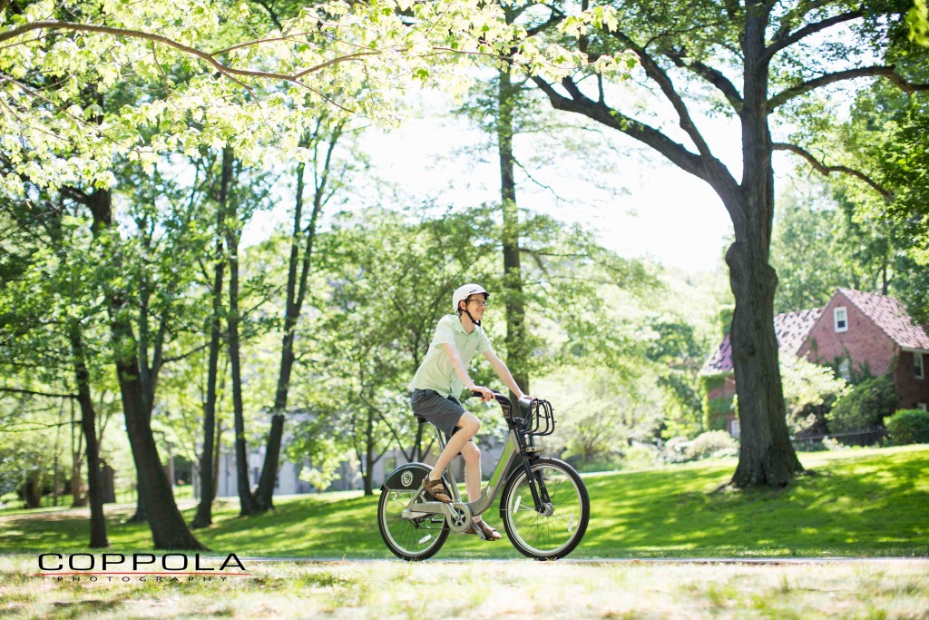 Coppola Photography Boston Bike Image Man on Bike in Park with Trees