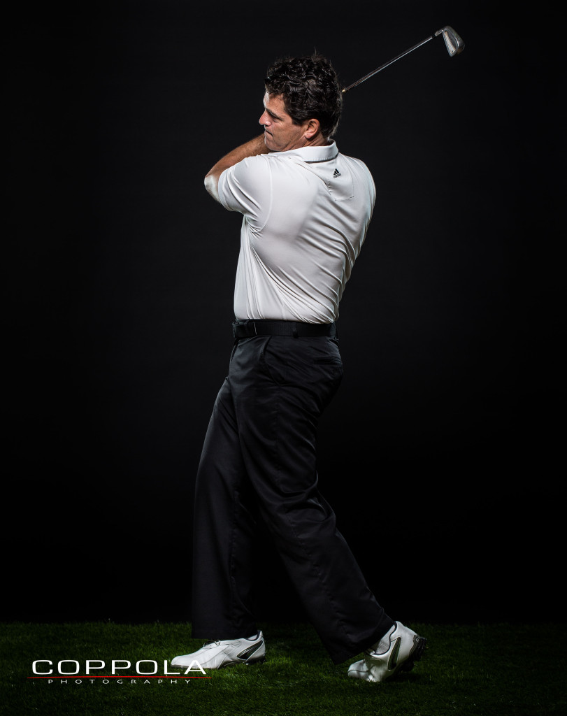 Golf athlete studio portrait middle aged man