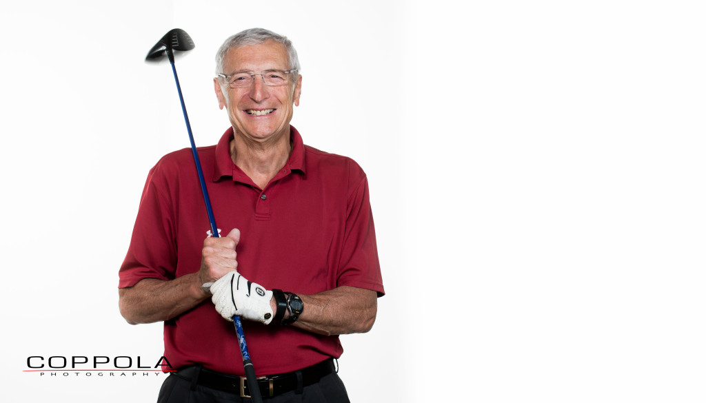 Golf athlete studio portrait senior man