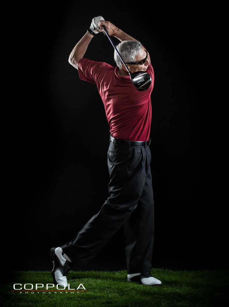 Golf studio photo senior man