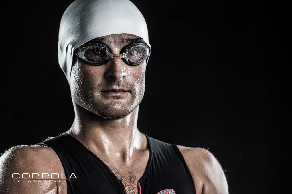 pro athlete studio portrait image triathlete David Ellis close up