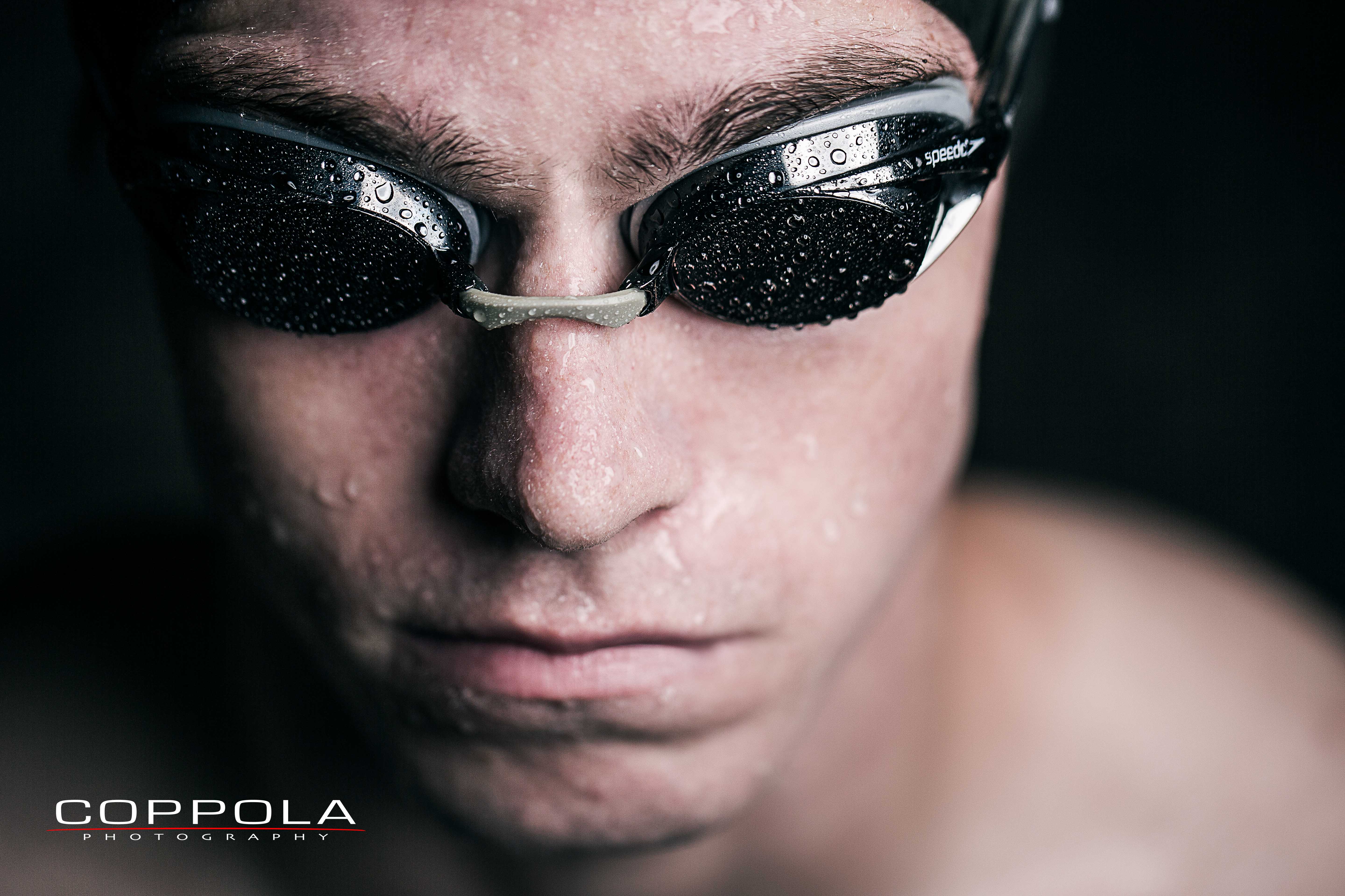 athlete portraits. College. Collegiate swimmer. Goggles. Speedo.
